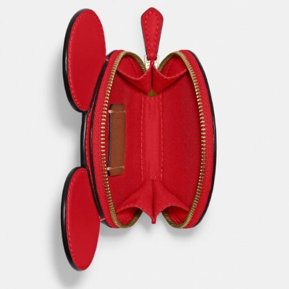 COACH X Disney Mickey Mouse Limited Edition Coin Purse Red Leather Ears Case NWT - Picture 3 of 10